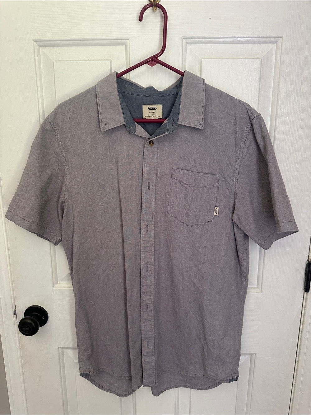Vans Men’s Short Sleeve Button-Down Shirt — chambray